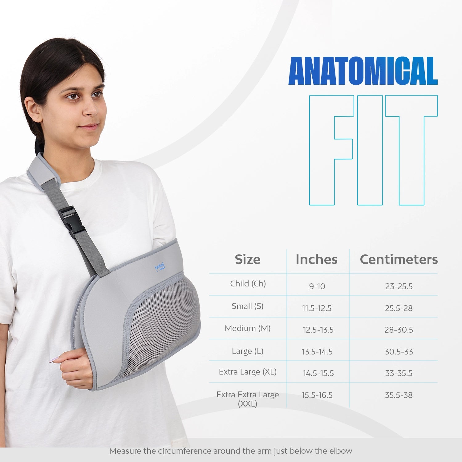 Baggy arm sling for adjustable anatomical fit and enhanced comfort