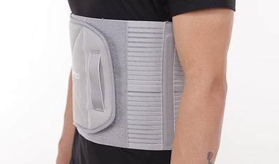 man wear a gray abdominal belt