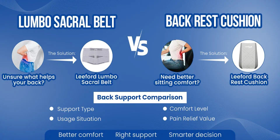 Lumbo Sacral Belt vs Back Rest Cushion: Which Do You Need?