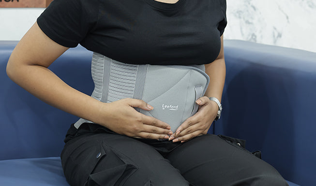 woman wear c section belt