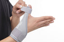 person wear thumb support splint gray