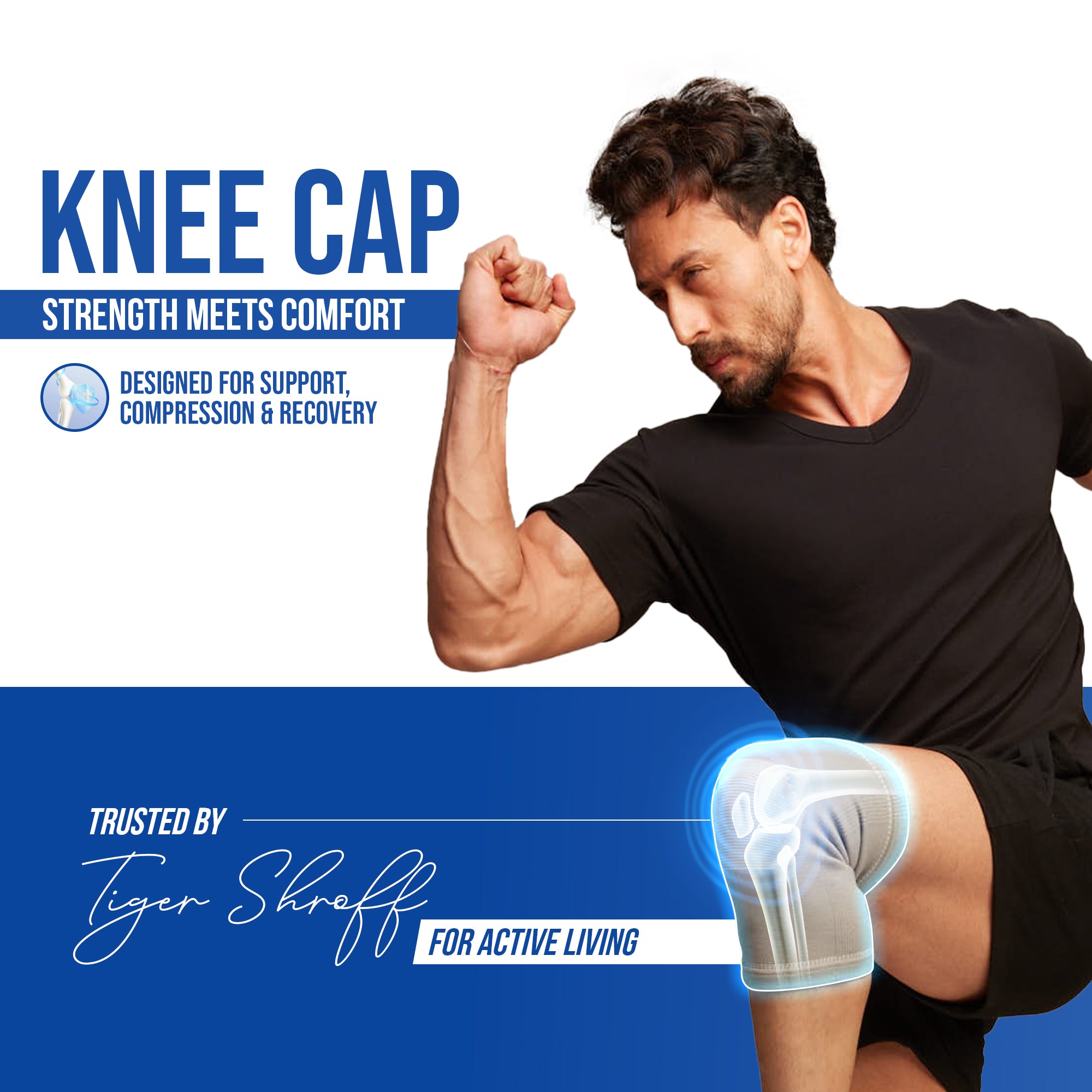 Premium Knee Cap for Sprains, Arthritis, Tendonitis | 4-Way Stretch