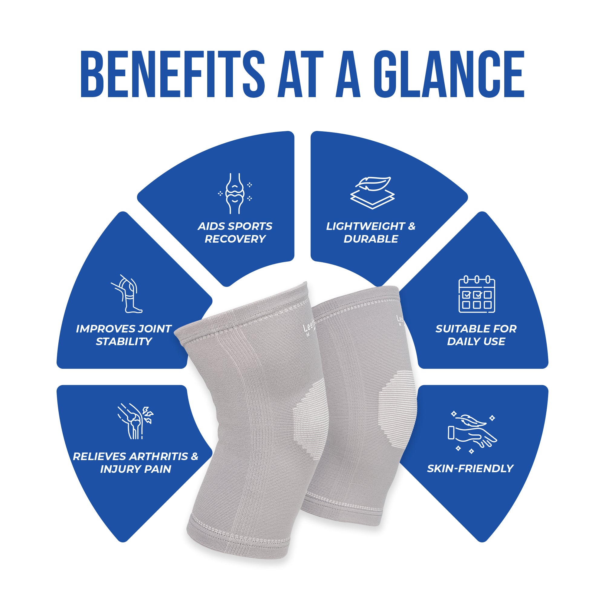Premium Knee Cap for Sprains, Arthritis, Tendonitis | 4-Way Stretch