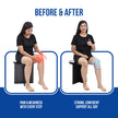 Before and after comparison of a person using a knee wrap