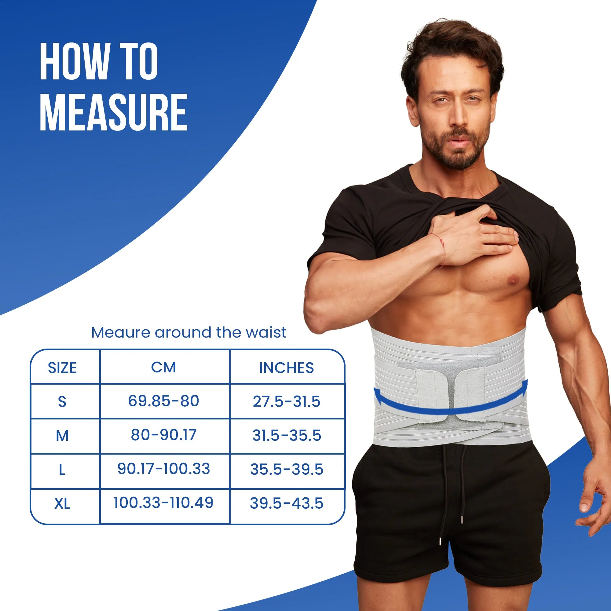 lumbo sacral belt size measurement chart guide