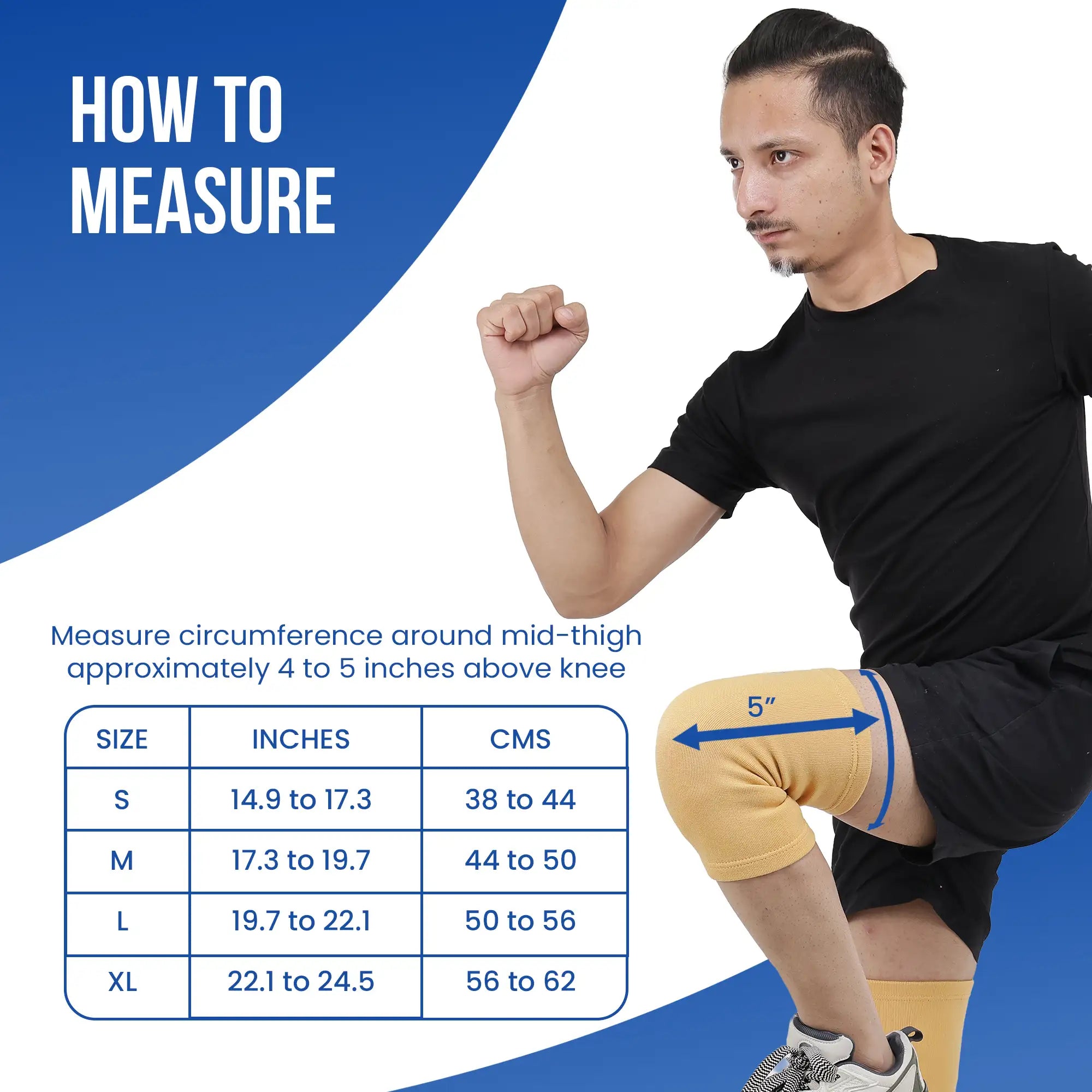 leeford plain knee cap size measurement chart