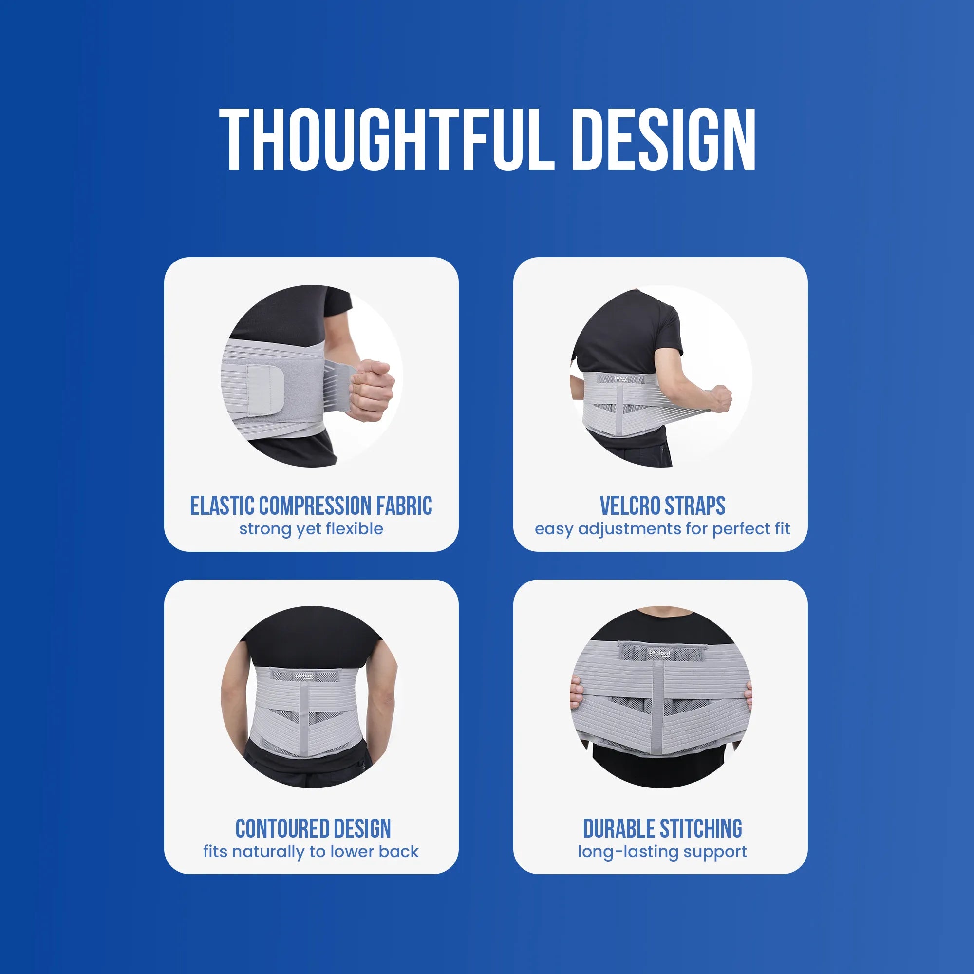 lumbo sacral belt design features like contoured design celcro straps