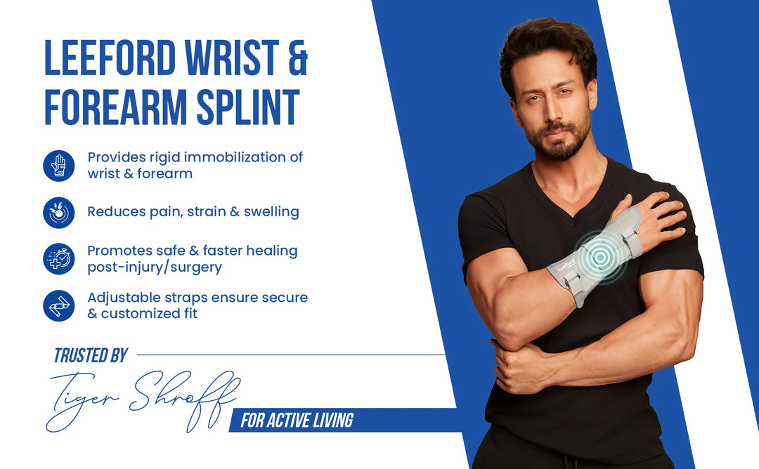 leeford wrist and forearm splint  provides rigid immoblisation of wrist n forearm
