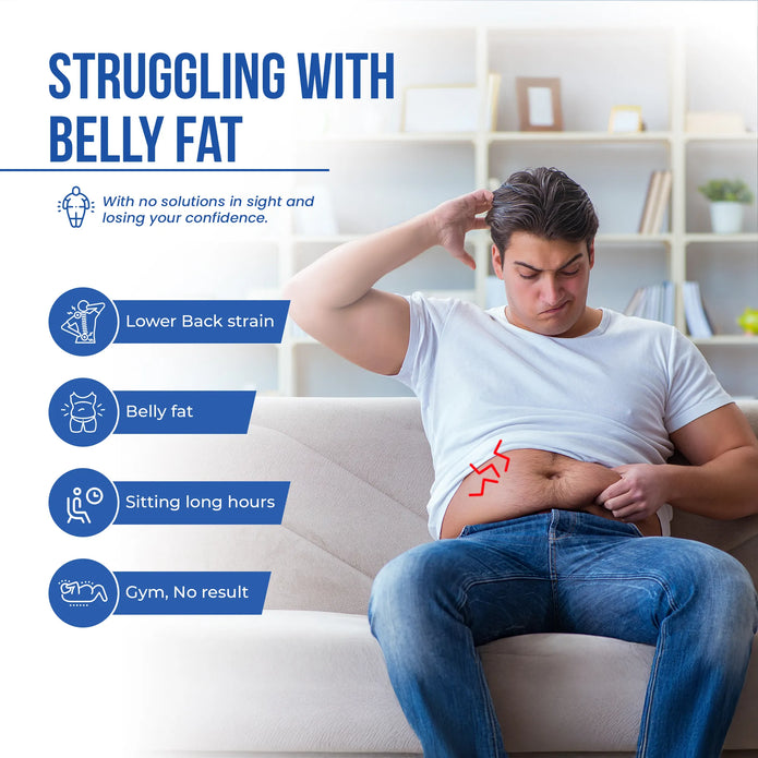 belly fat problems like lower back strain sitting long hours