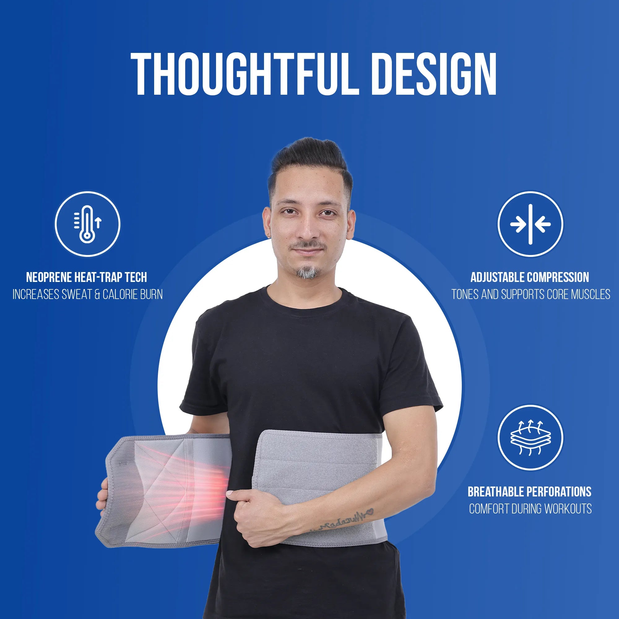 leeford abs wrap design features like neoprene heat trap tech n adjustable compression