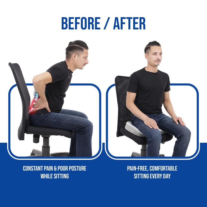 coccyx seat for tailbone before and after use comparison
