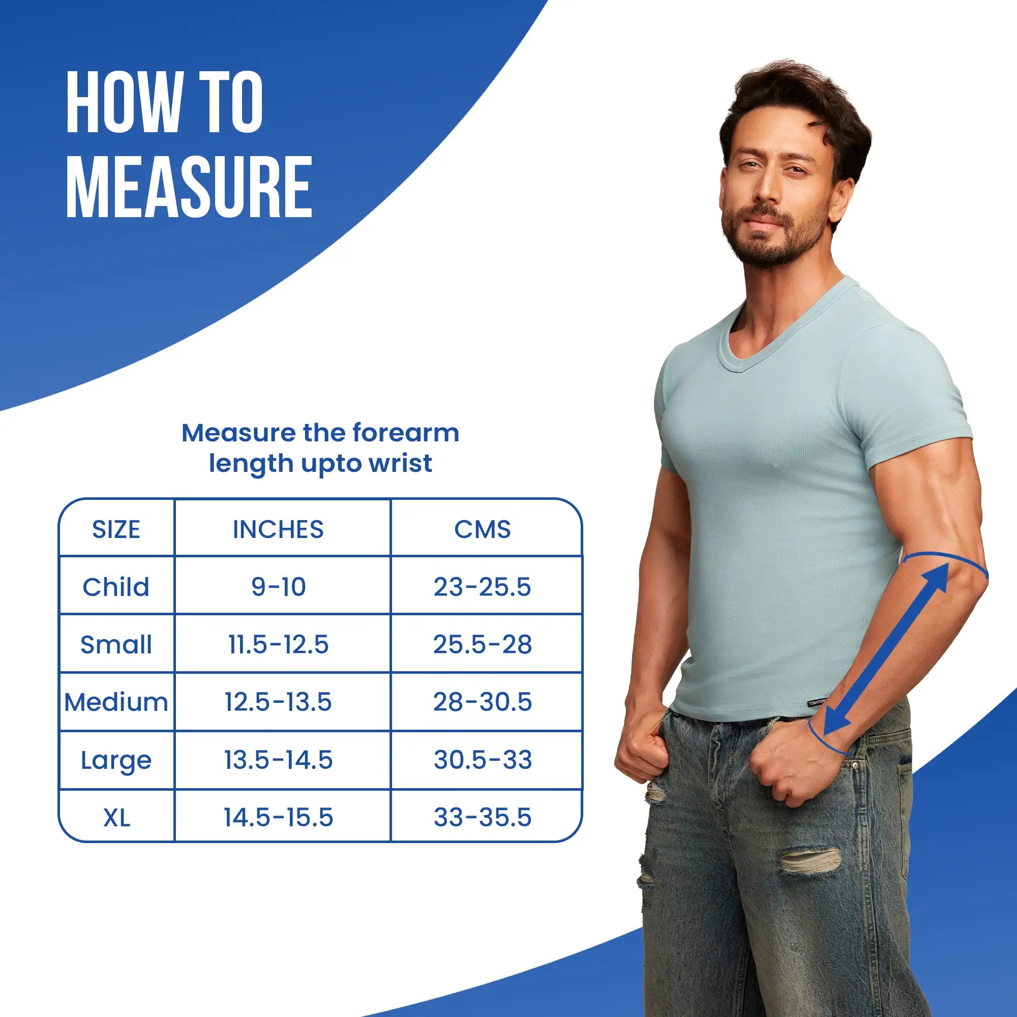 arm sling baggy measurement size guide