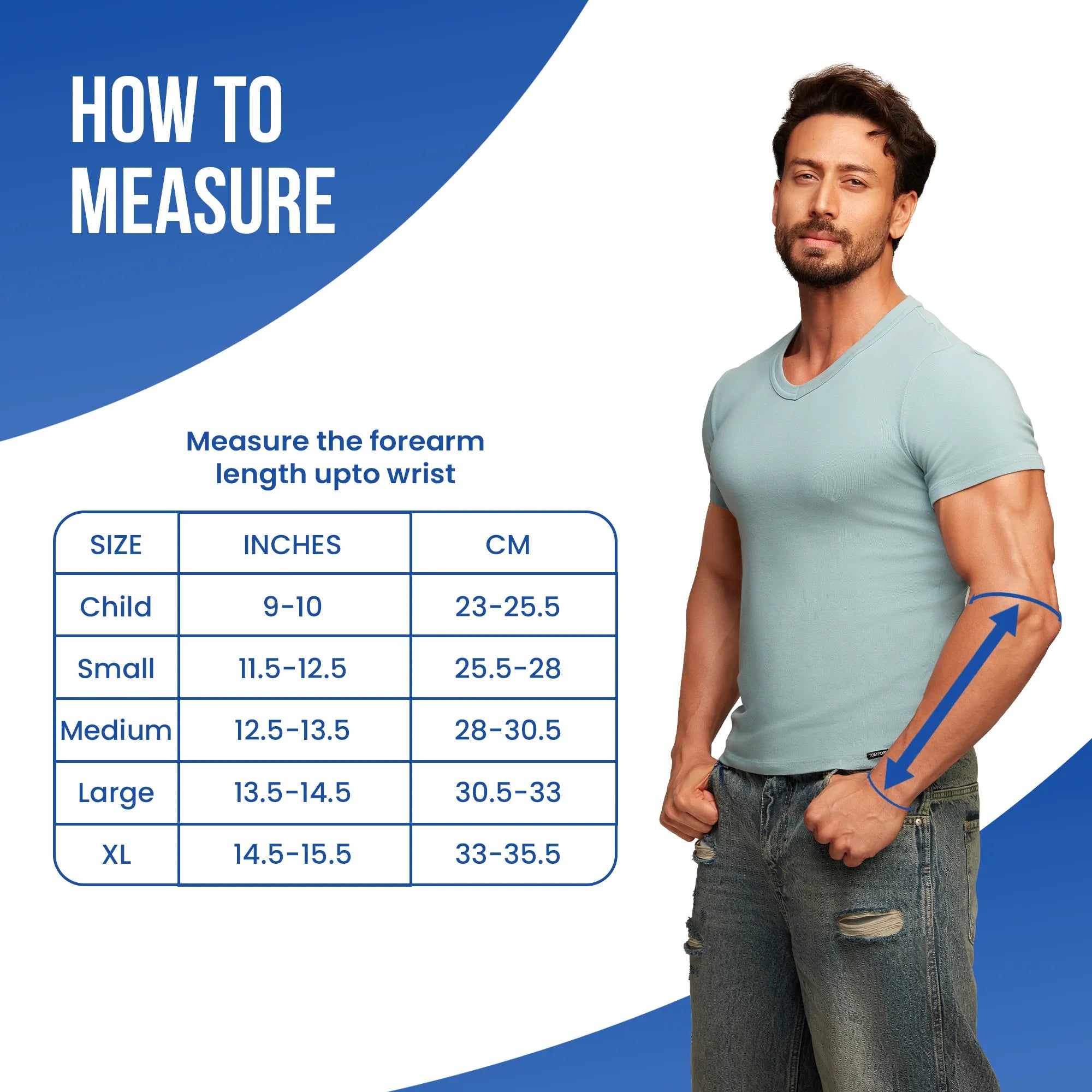 leeford arm sling size measurement chart guide