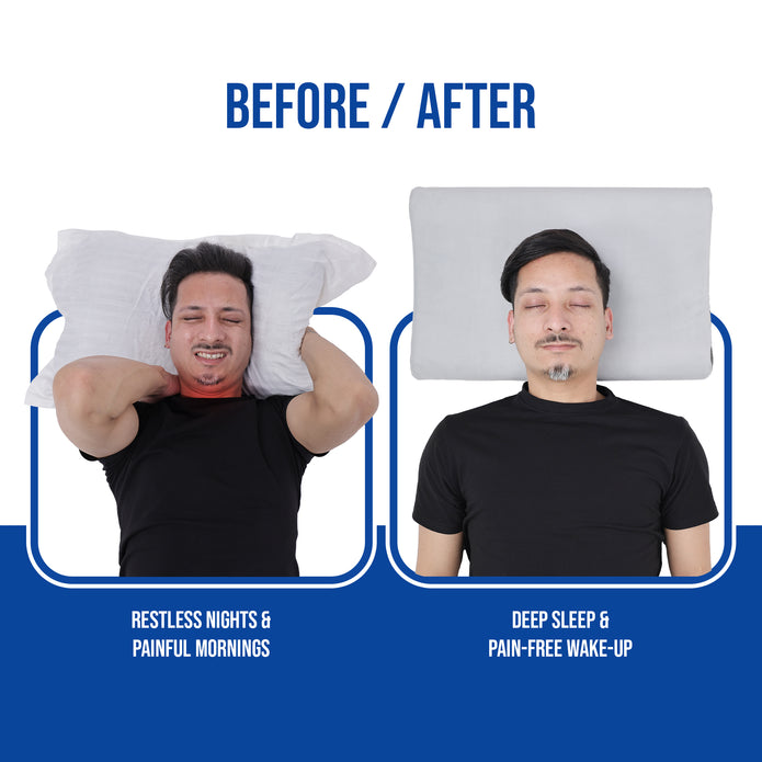 contoured cervical pillow before and after use effect