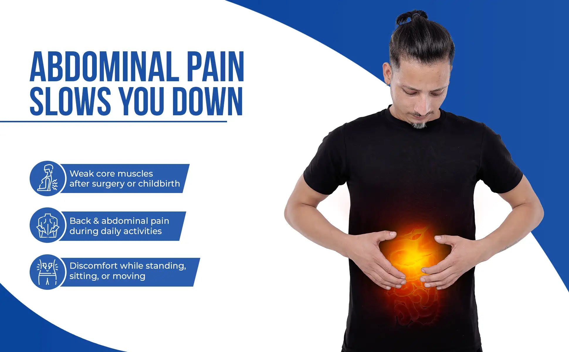 man facing abdominal pain