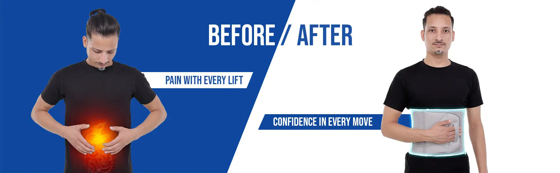 Before and after comparison of abdominal belt