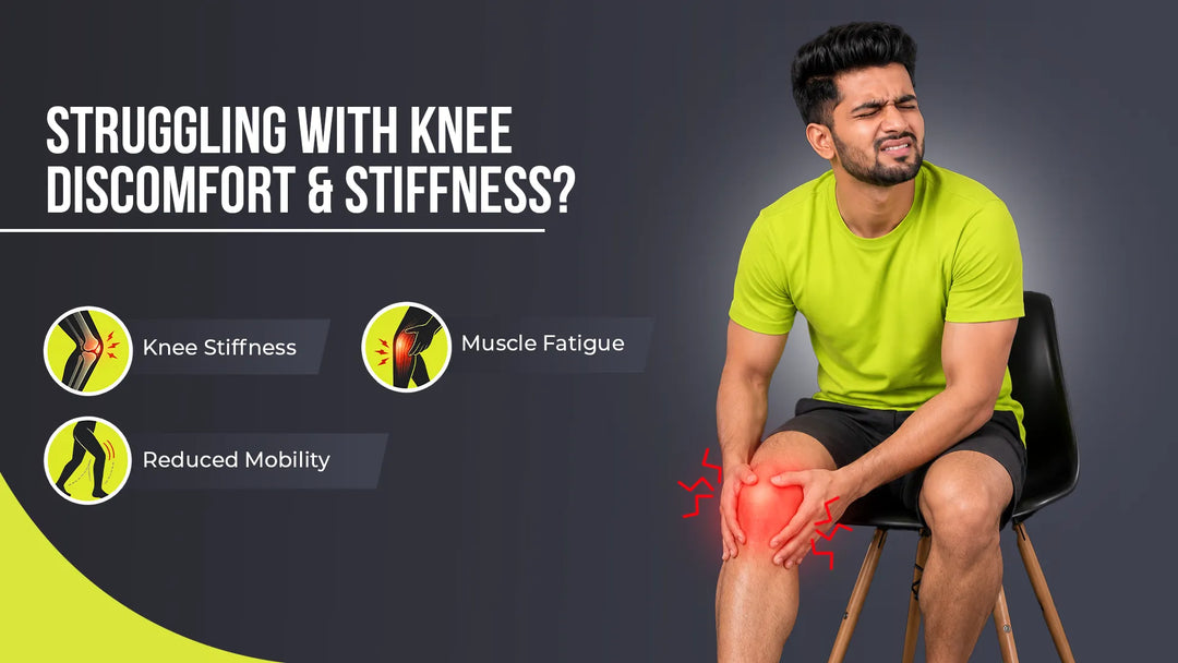 man struggling with knee discmfort and stiffness