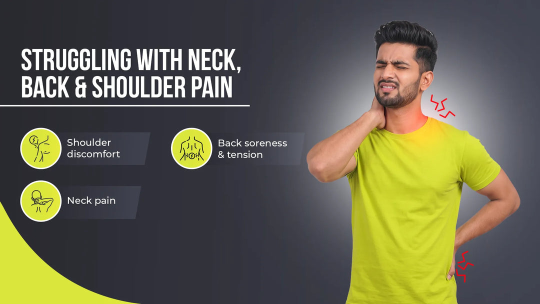 a man is holding his neck in pain