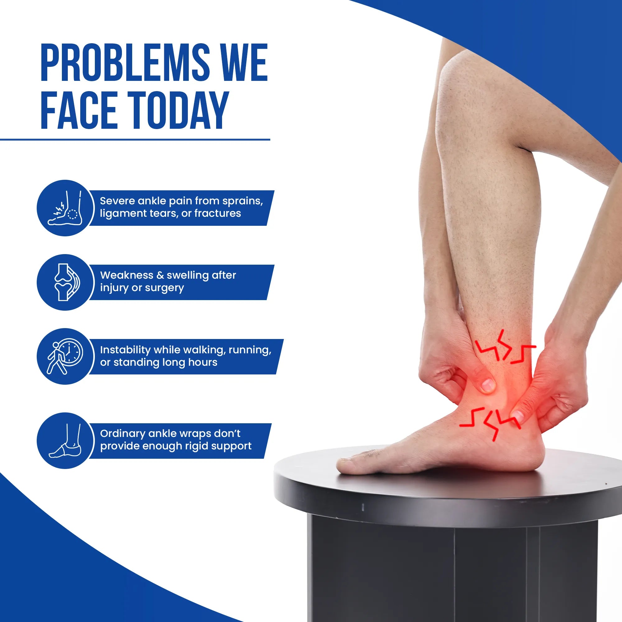 ankle problems like weakness n swelling after injury or surgery