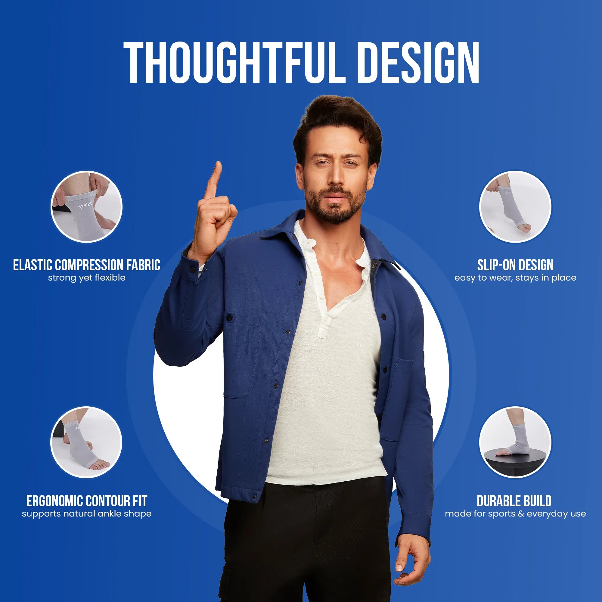 thoughtful design elastic compression fabric ankle support 