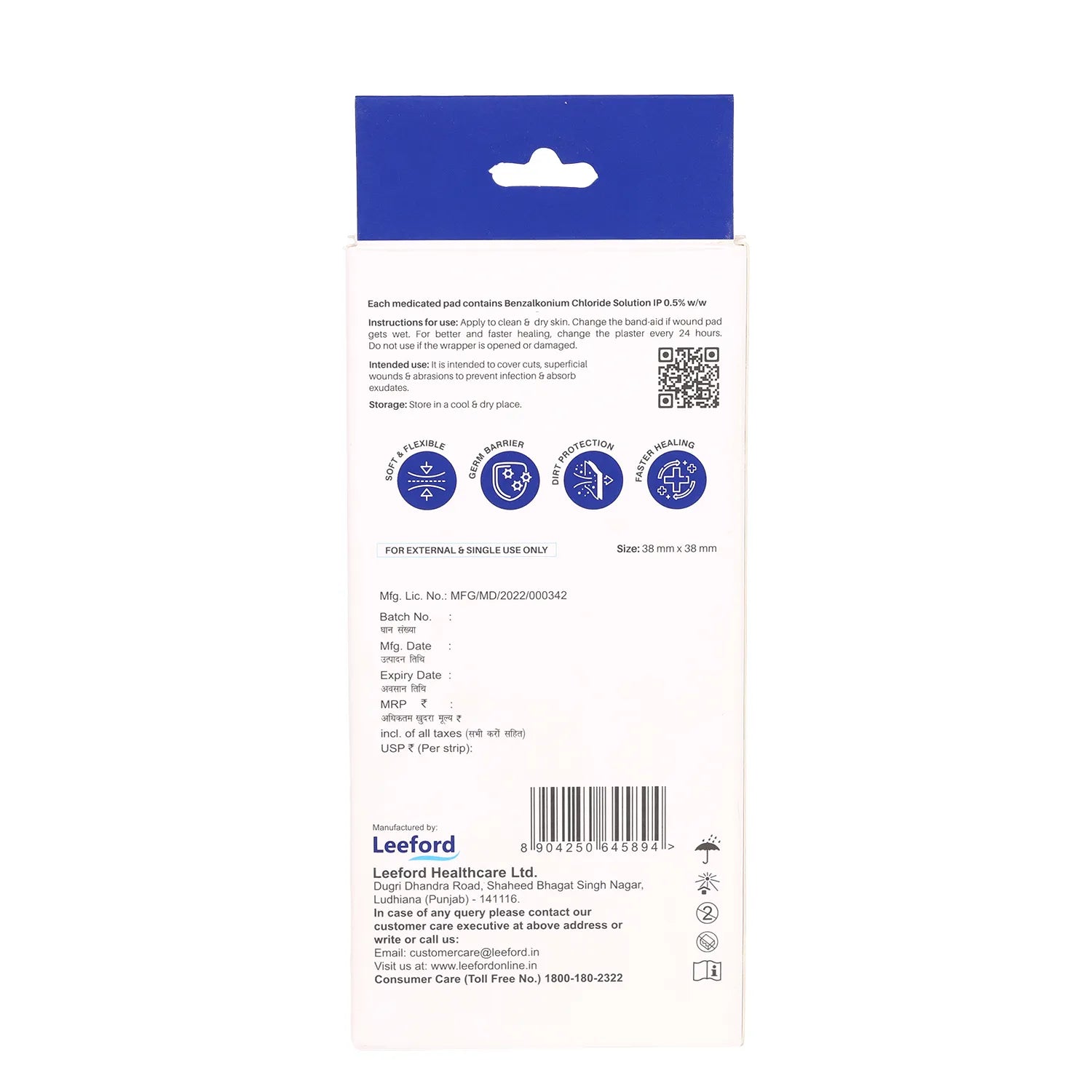 Leeford Fingertip Butterfly Medicated Bandage Strips for Injury, Cuts, Abrasions & Wounds