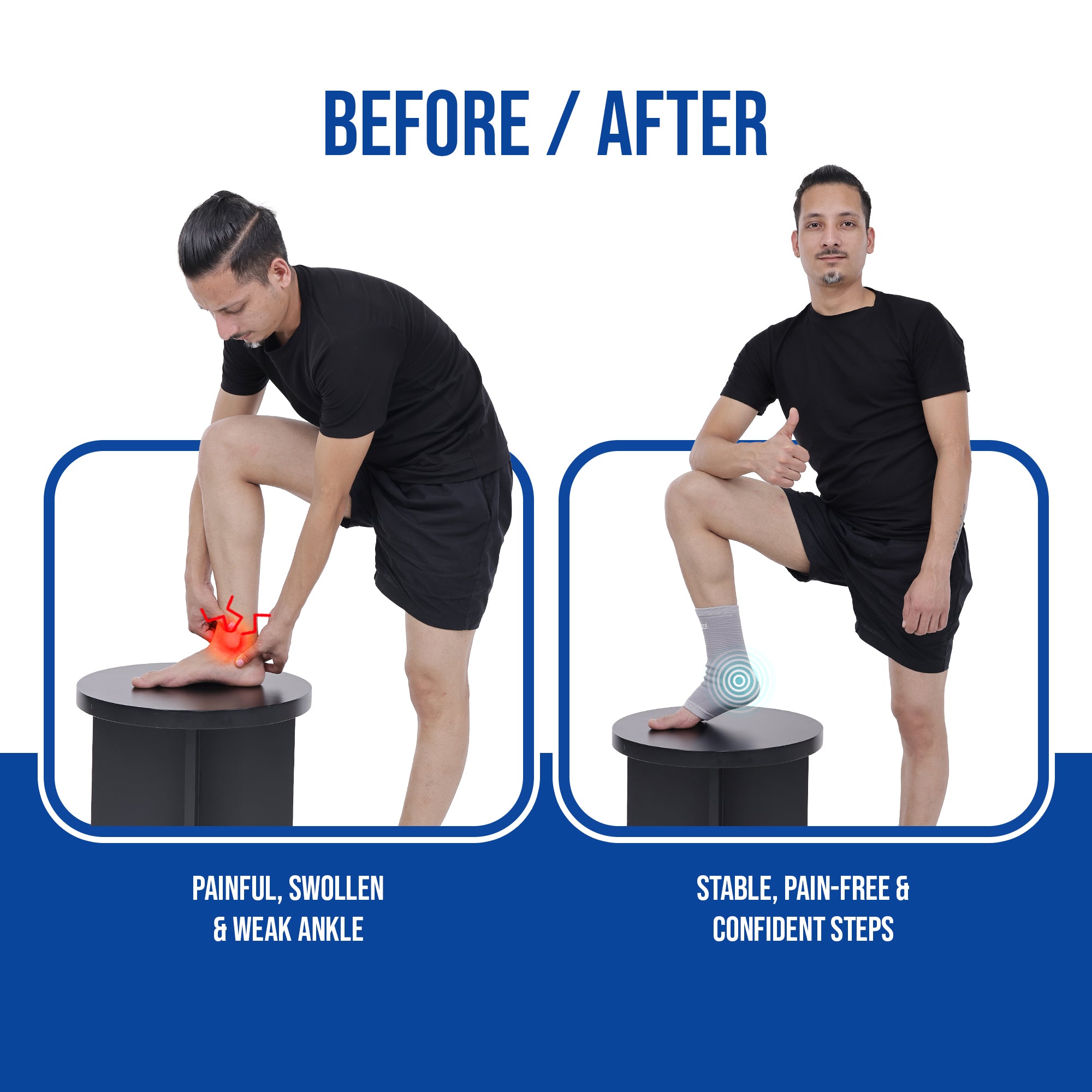 lightgray ankle support before and after use effects