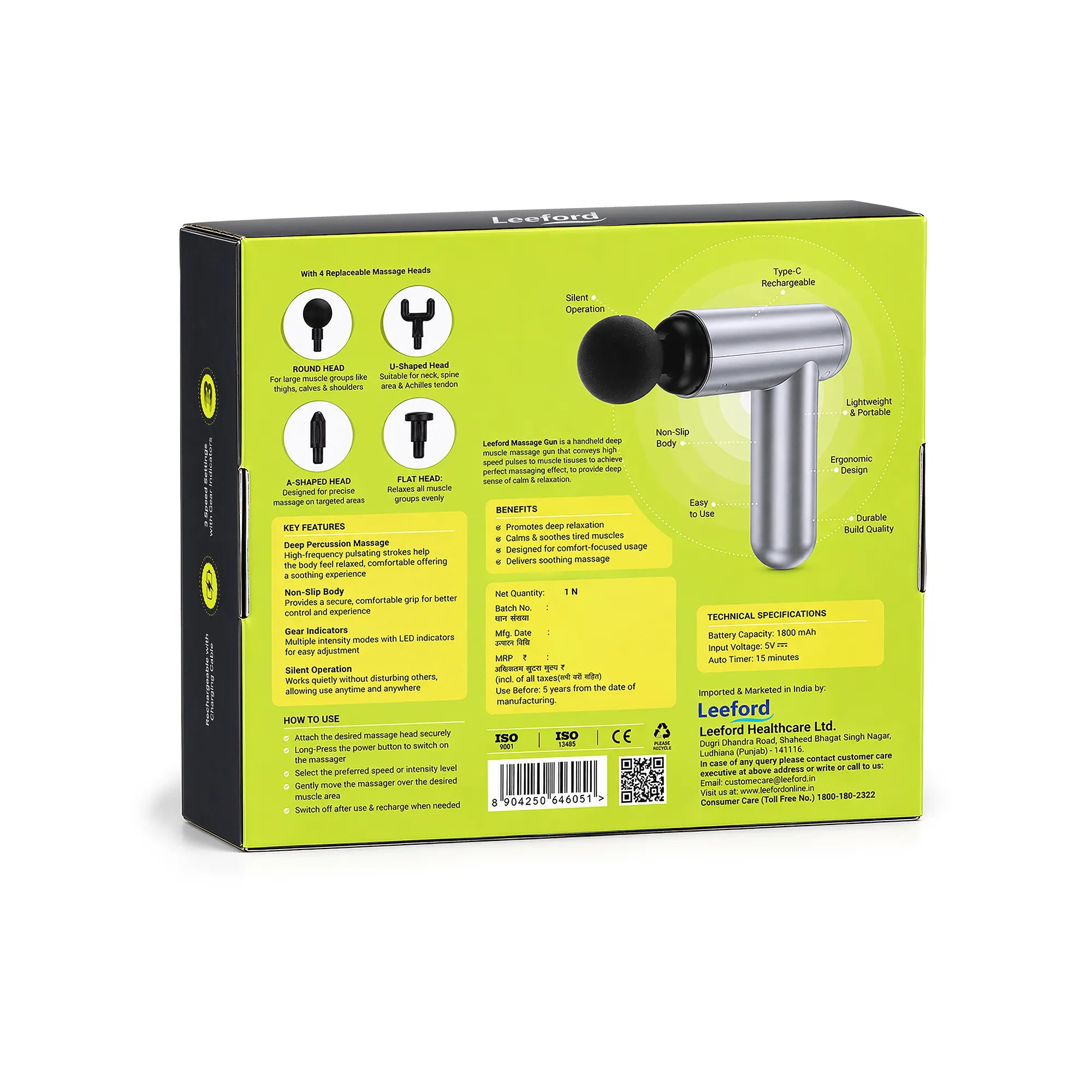 Leeford Elite Percussion Massage Gun for Deep Tissue Relief