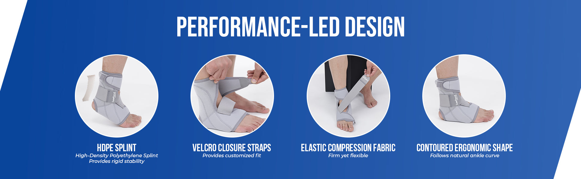ankle binder with splint performance led design elastic compression fabric