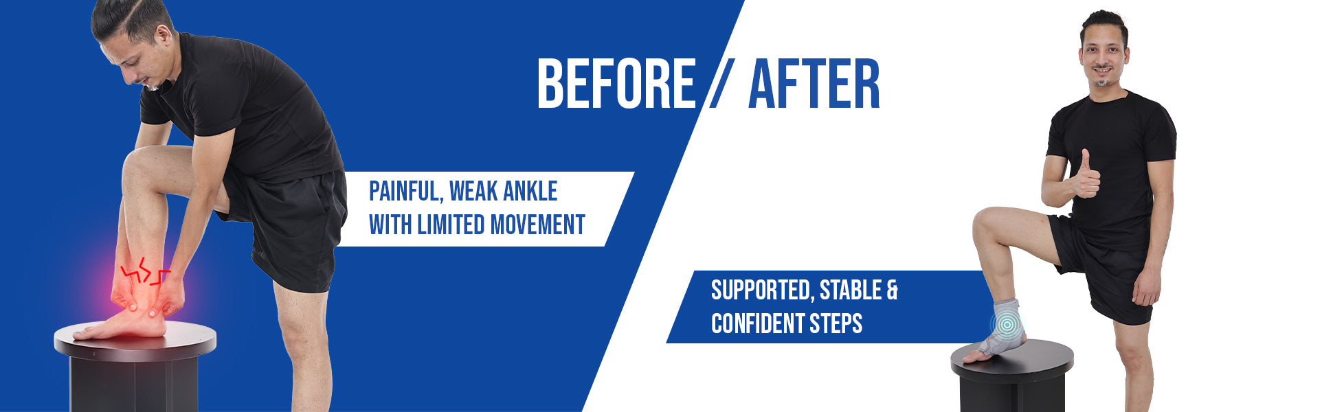 ankle binder with splint before and after effects