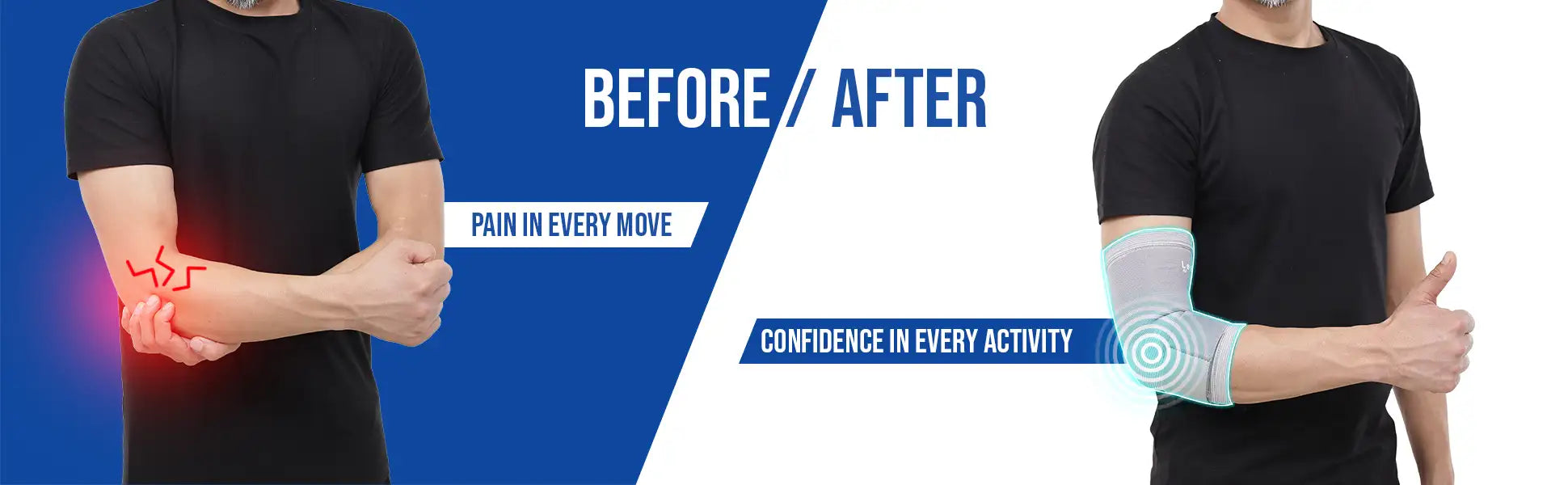 before and after effects of elbow support binder