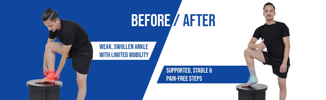 ankle support before and after use comparison