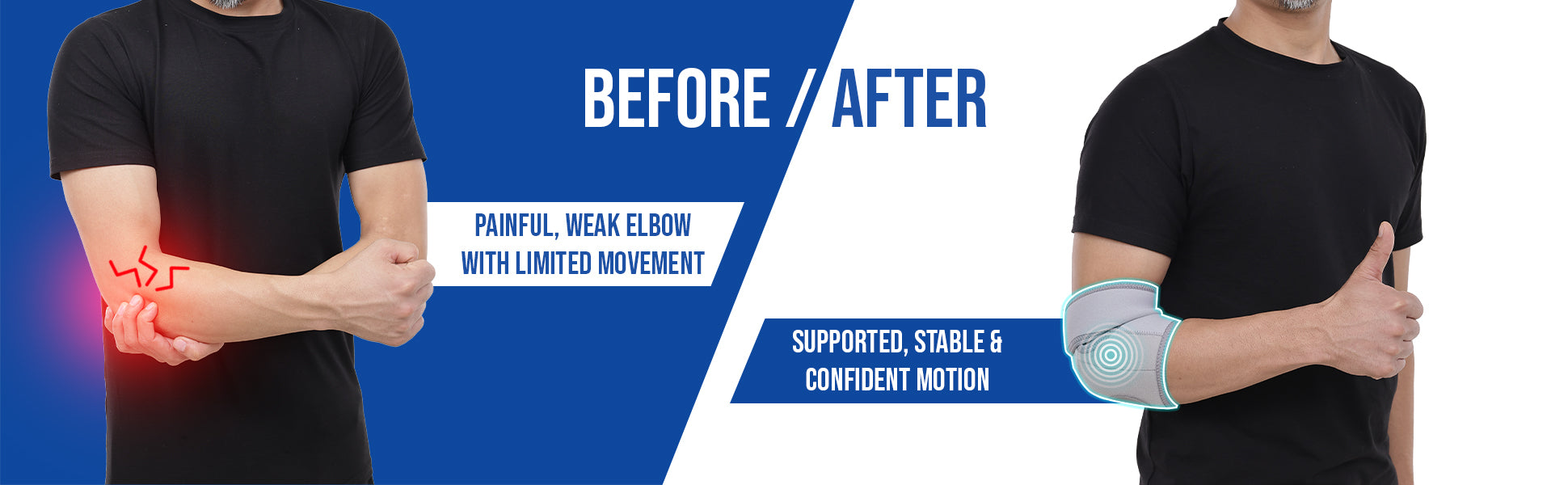 elbow wrap before and after use effects