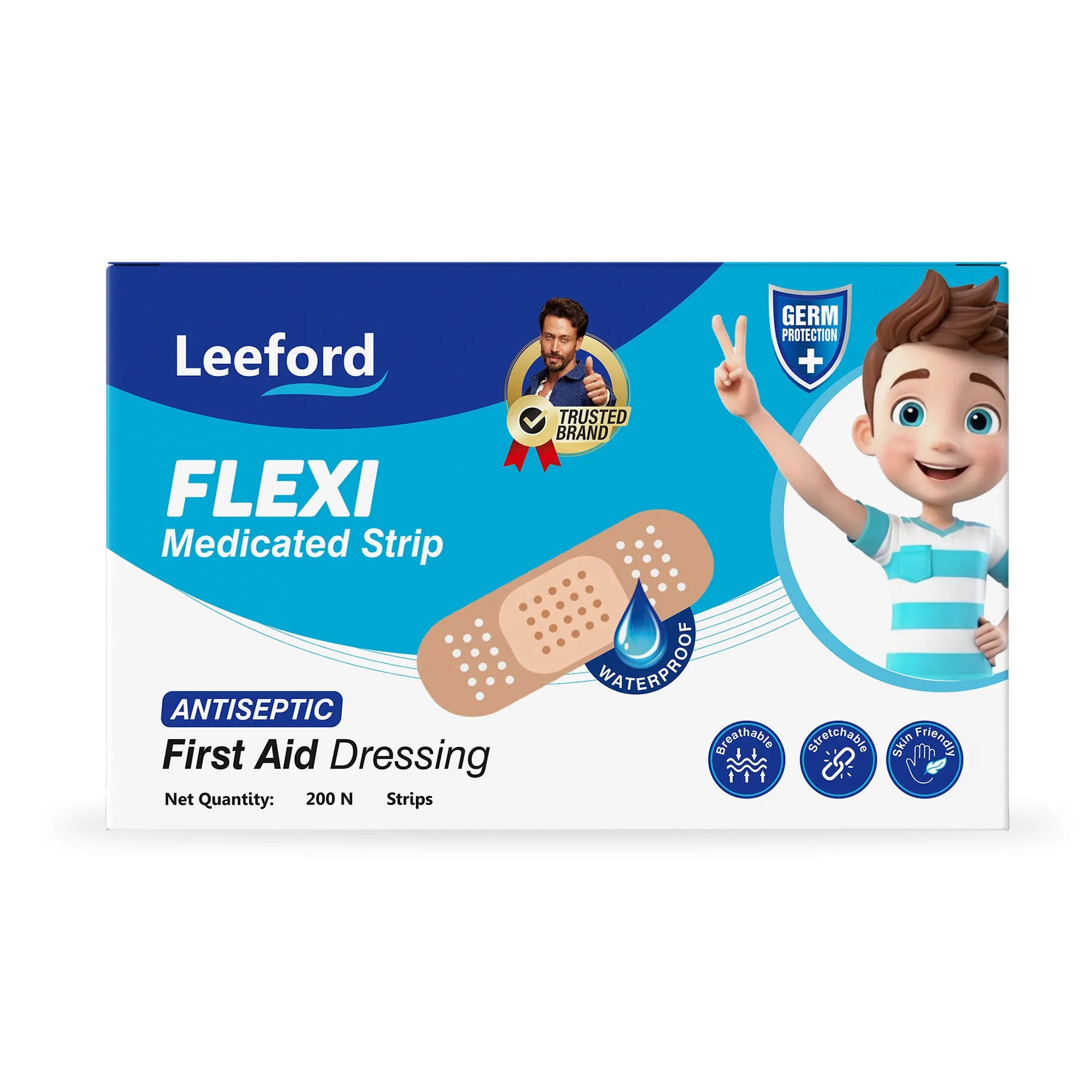 Leeford Flexi Medicated Waterproof Bandage for Injury, Cuts, Abrasions & wounds