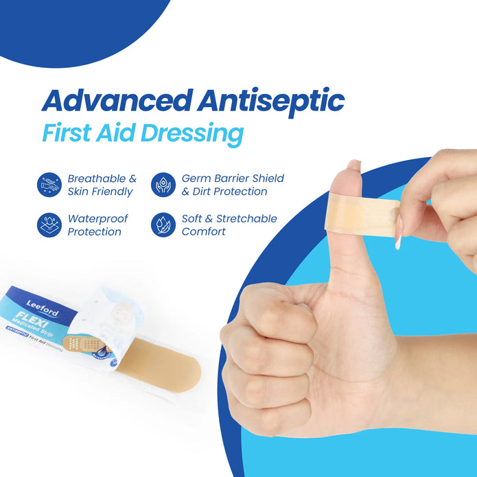 Leeford Flexi Medicated Waterproof Bandage for Injury, Cuts, Abrasions & wounds