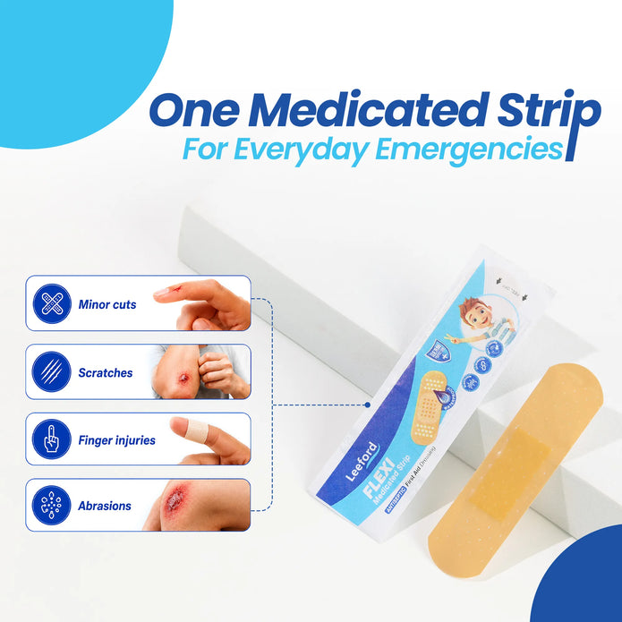 Leeford Flexi Medicated Waterproof Bandage for Injury, Cuts, Abrasions & wounds