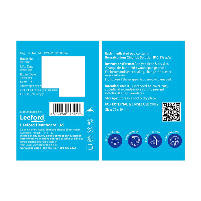 Leeford Flexi Medicated Waterproof Bandage for Injury, Cuts, Abrasions & wounds
