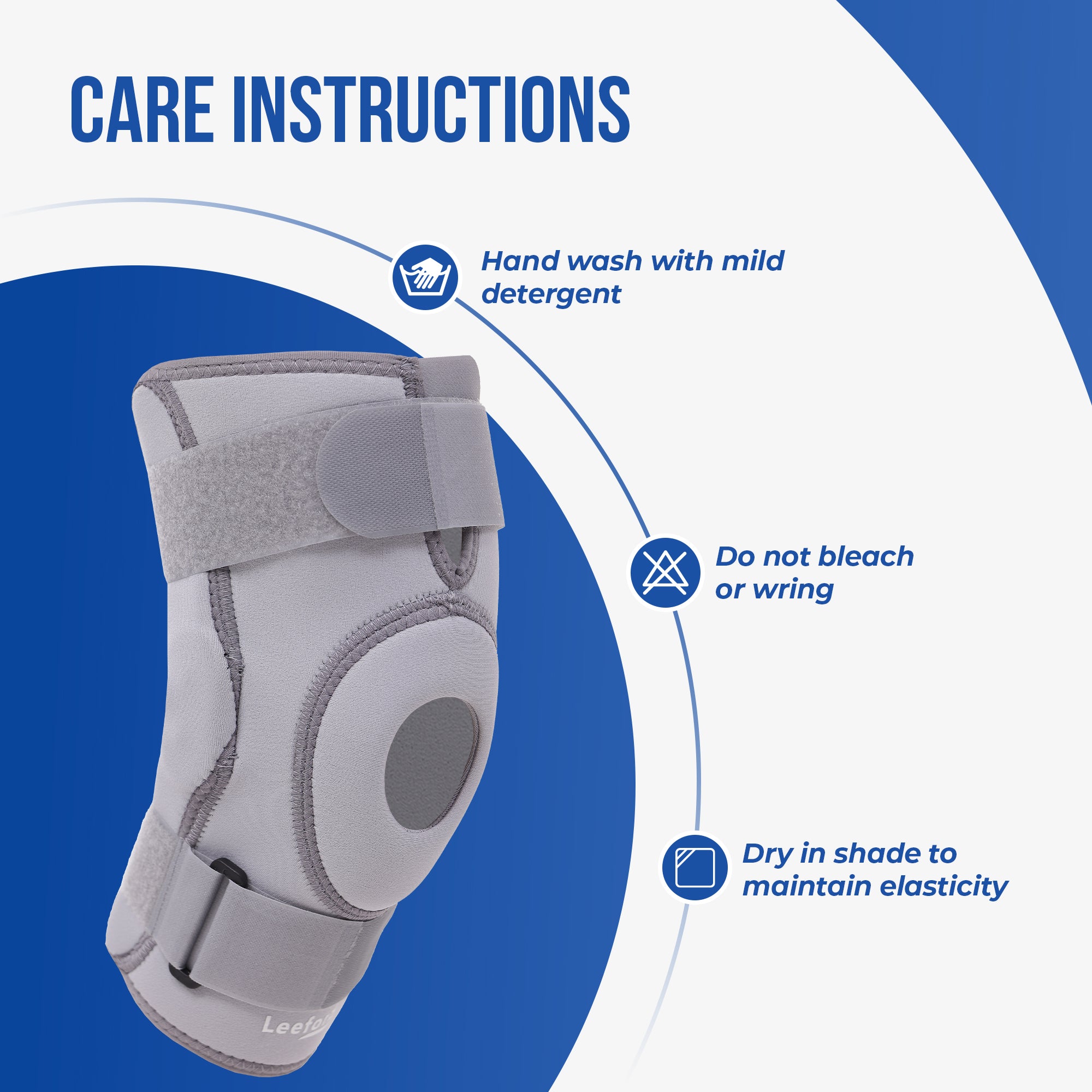 knee support with hinge care instructions hand wash with mild detergent do not bleach