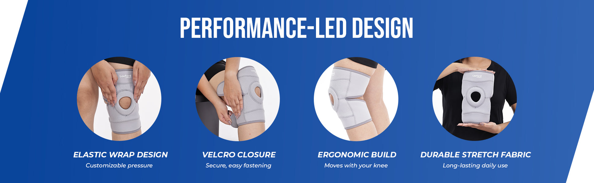 knee wrap performance led design velcro closure elastic wrap durable stretch