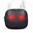 a black Leeford massage pillow with two glowing red heat zones