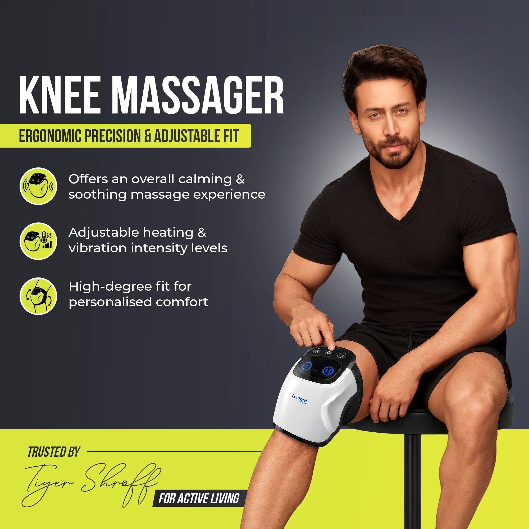 knee massager with adjustable heating levels