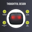 A black rectangular massage pillow with soft padding, multiple intensity levels