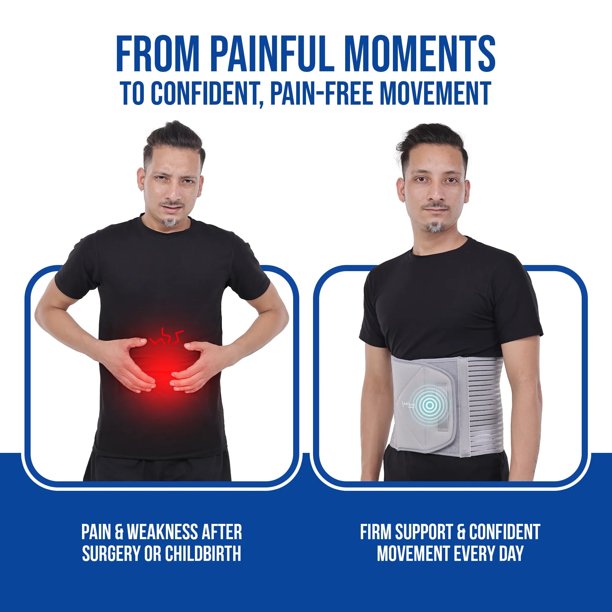 leeford abdominal support belt before n after use effects