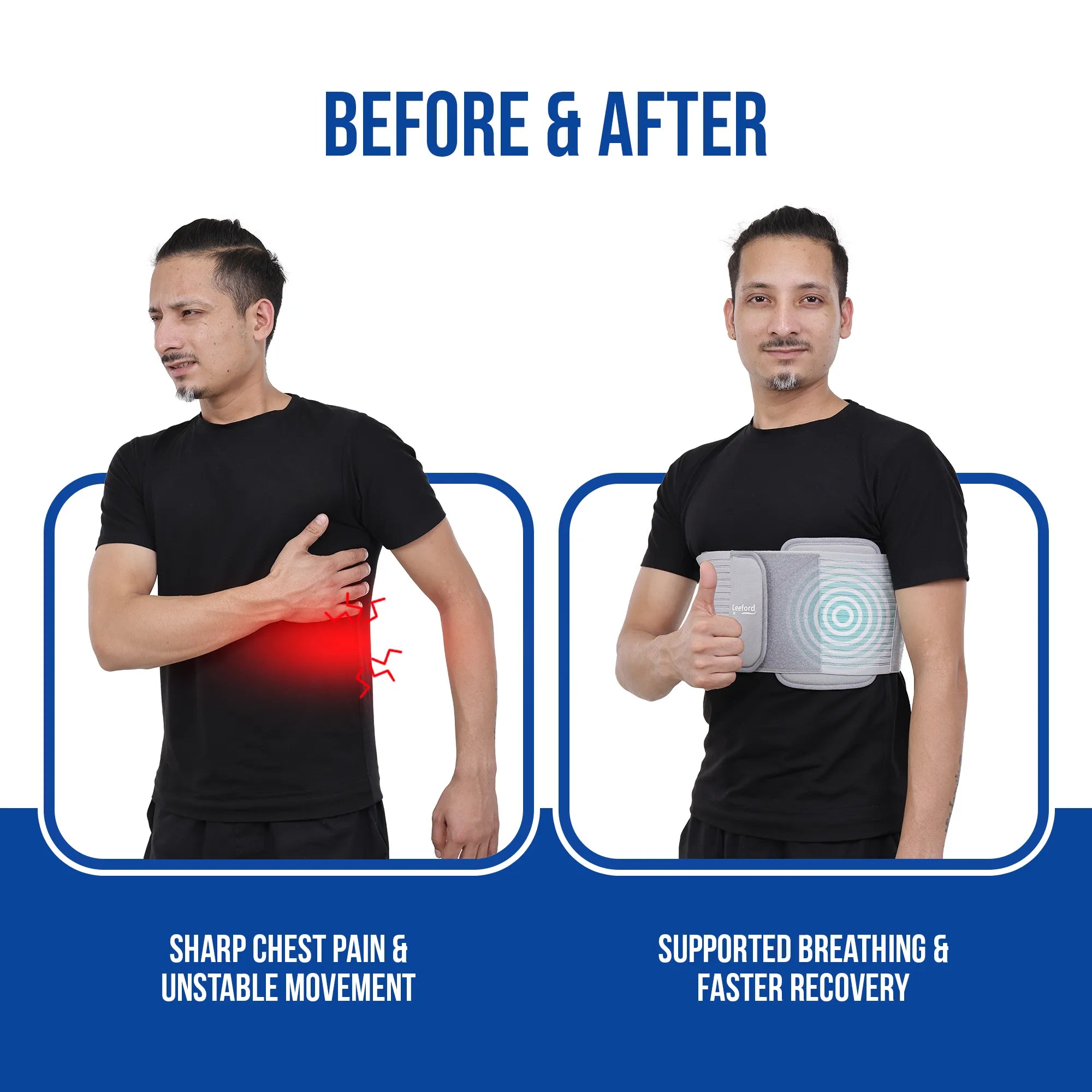 leeford rib belt supported breathing n faster recovery from sharp chest pain 