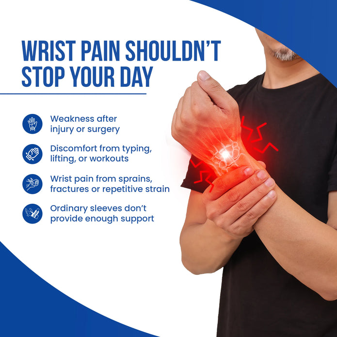 wrist pain due to weakness after injury or surgery n fractures or strain