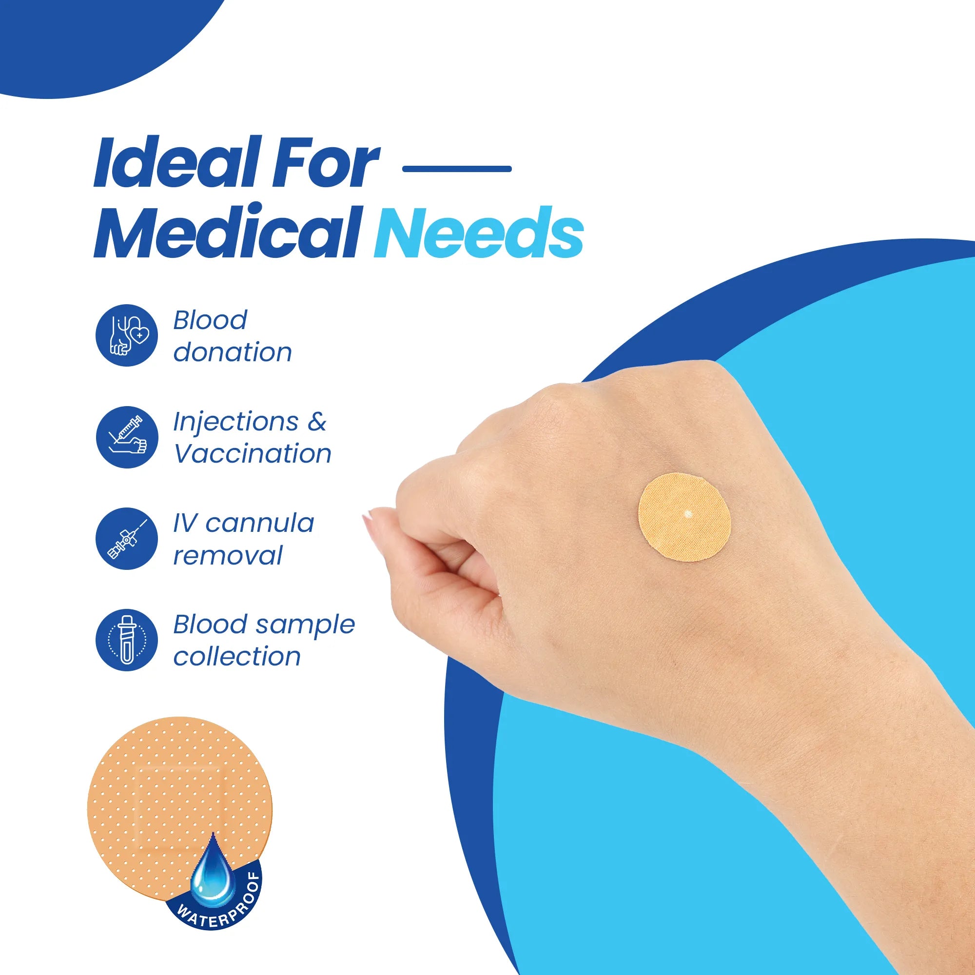 Leeford Antiseptic Spot Bandage for Blood Donation, Injections & Vaccination Care