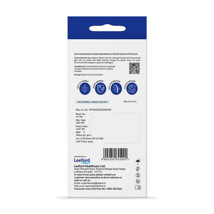 Leeford Antiseptic Spot Bandage for Blood Donation, Injections & Vaccination Care