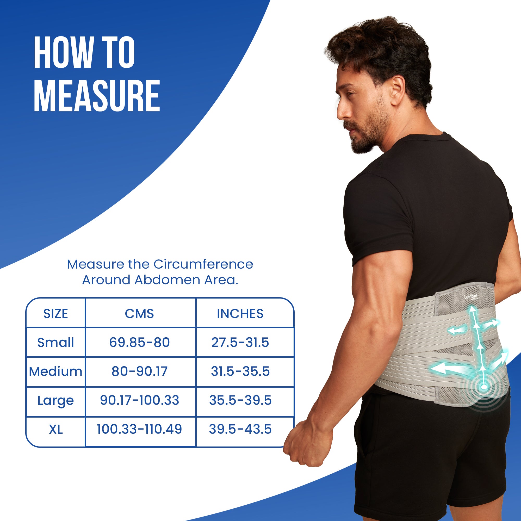 lumbo sacral belt measurement chart guide
