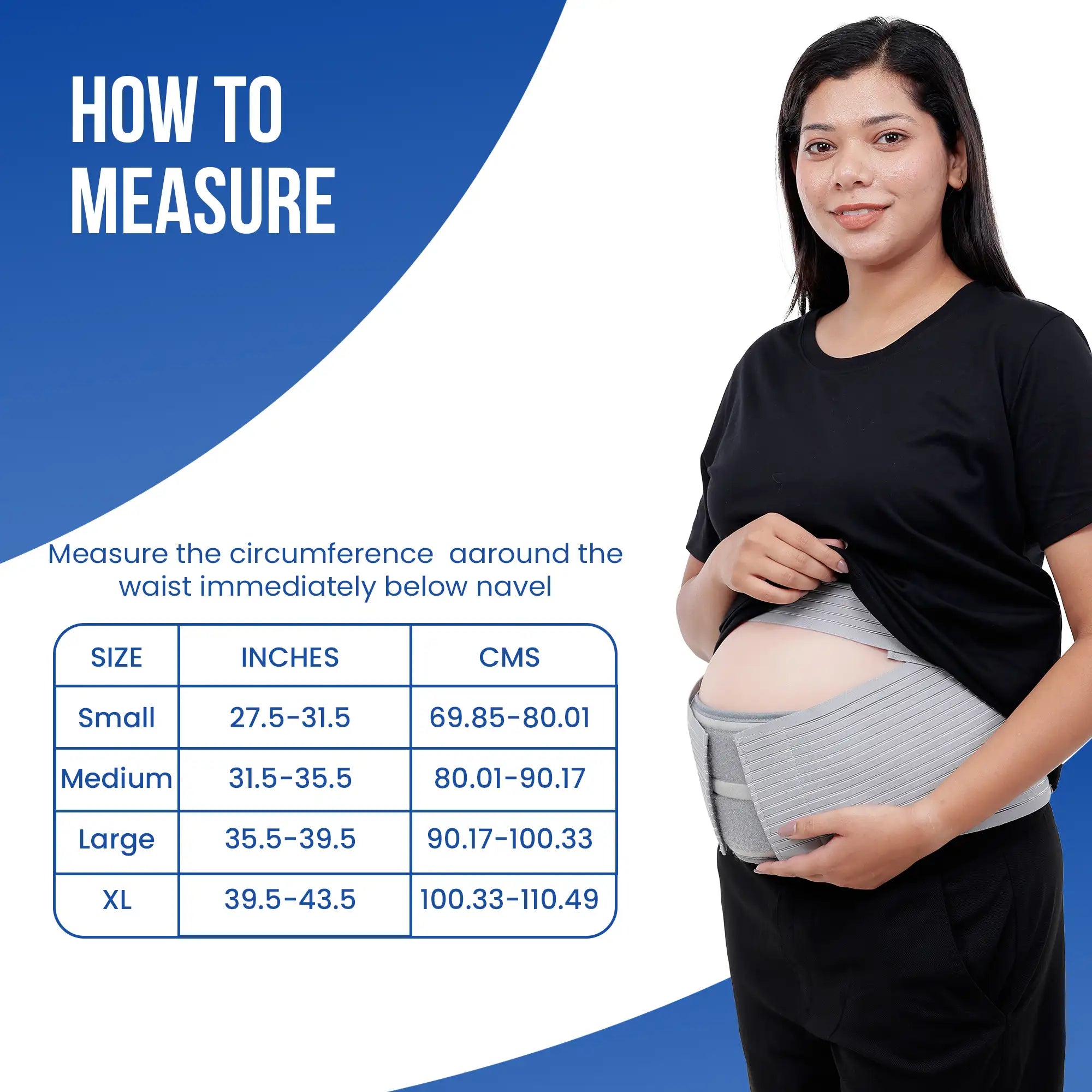 Pregnancy support belt easuring size guide