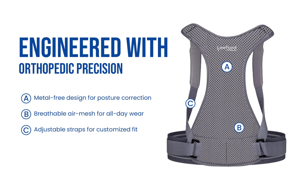 posture correcotr belt with metal free design for posture correction