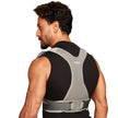 Man wearing a black and gray posture corrector belt